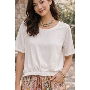 Cloth & Stone Womens Top White Medium Coastal Summer Minimalist Capsule